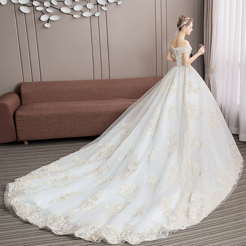 White Wedding Dress French Fairy Heavywork Starry Hepburn 2025 New Bride Main French Retro Wedding Dress - Image 3