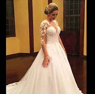 New Fashion Sexy Deep V-Neck Mermaid Lace Wedding Dress