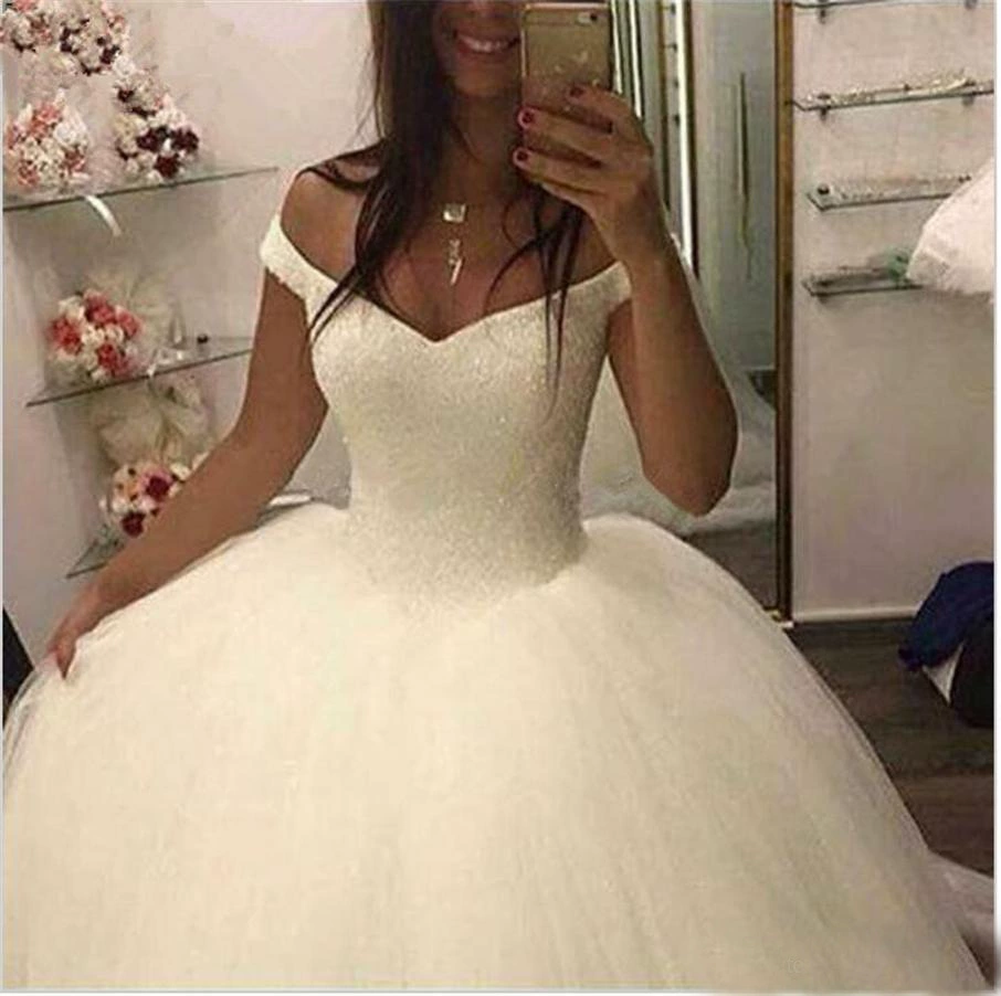 Off-Shoulder Strapless Wedding Dress with Hand-Beaded Bodice Floor-Length Ball Gown 2025 New Summer - Image 4