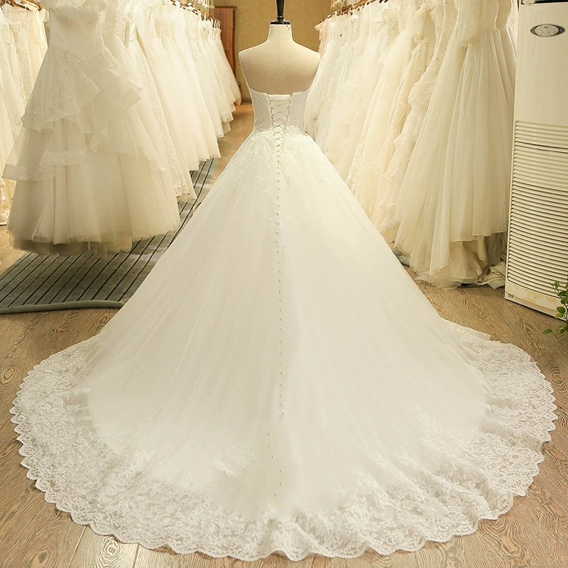 2025 New Forest Style Slim Strapless Wedding Dress Long Train High-End Custom Gown - Image 4