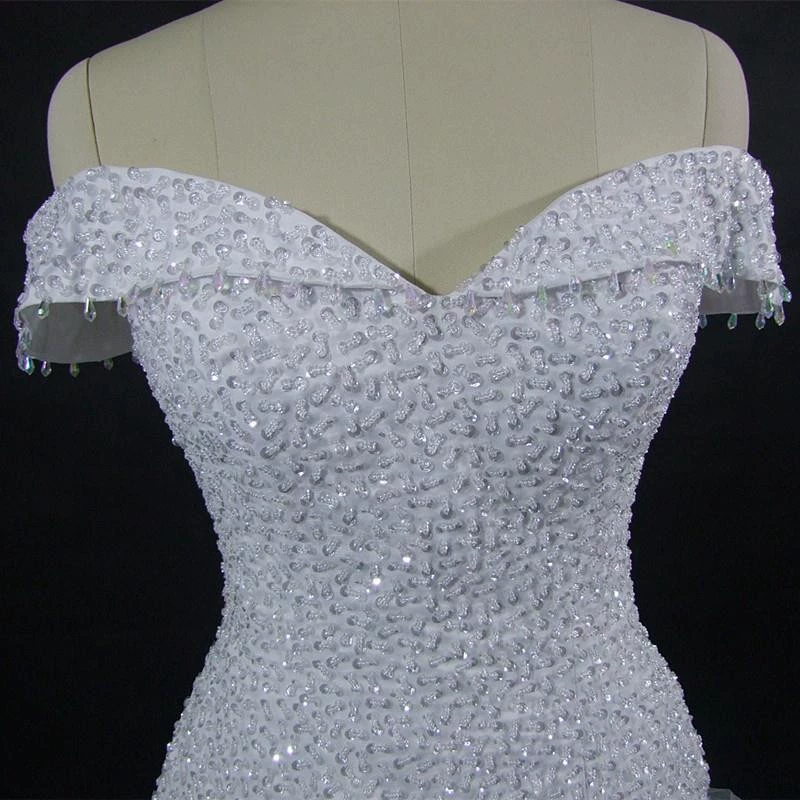 Real Shot Crystal Mermaid Wedding Dress 2025 Summer Slim Off-Shoulder Slimming Mermaid Factory - Image 4