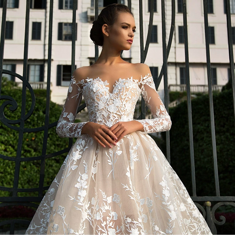 Forest Style Wedding Dress 2025 New Bride Simple Off-Shoulder Open Back Puffy Train Soft Tulle Slim Fit - Image 5