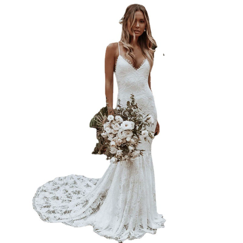 Spaghetti Strap Backless Summer Wedding Dress 2025 Elegant Beach Party Gown - Image 5