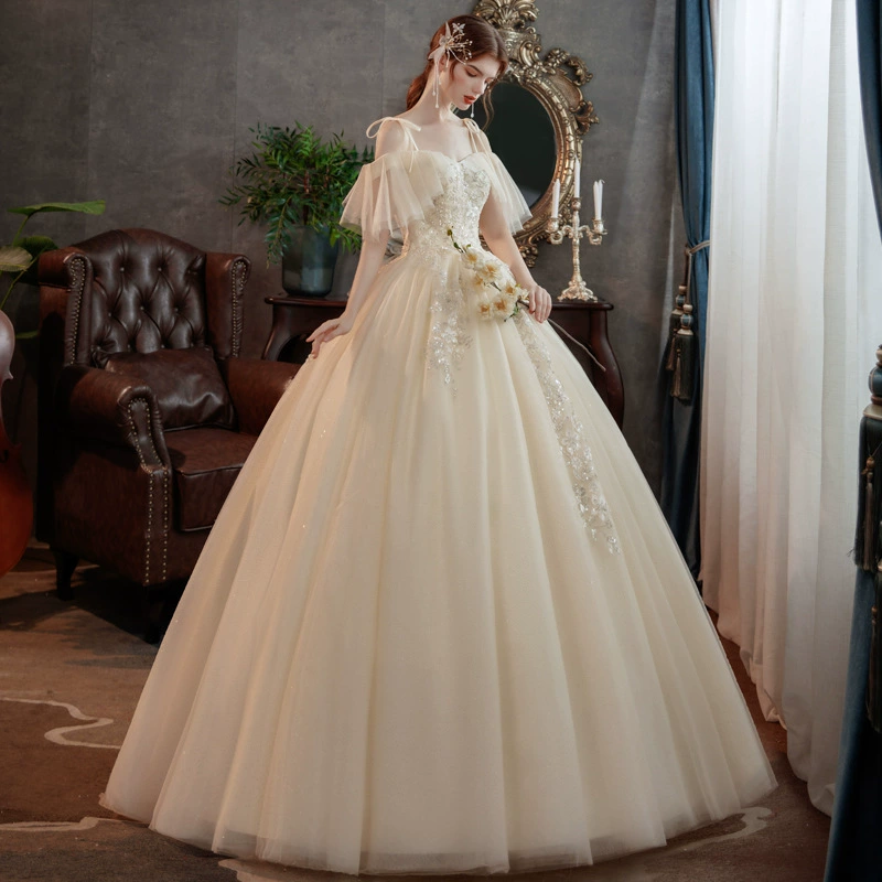 Champagne Light Bridal Dress 2025 New Plus Size Forest Fantasy Fairy Off-Shoulder Elegant Gown - Image 5