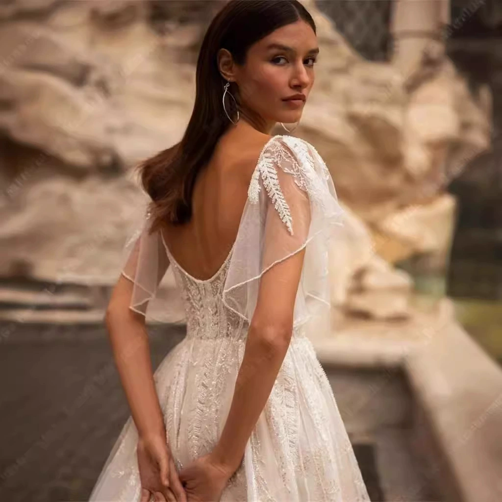 Forest Style Light Wedding Dress 2025 French Luxury Off-Shoulder Bridal Travel Welcome Dress - Image 4