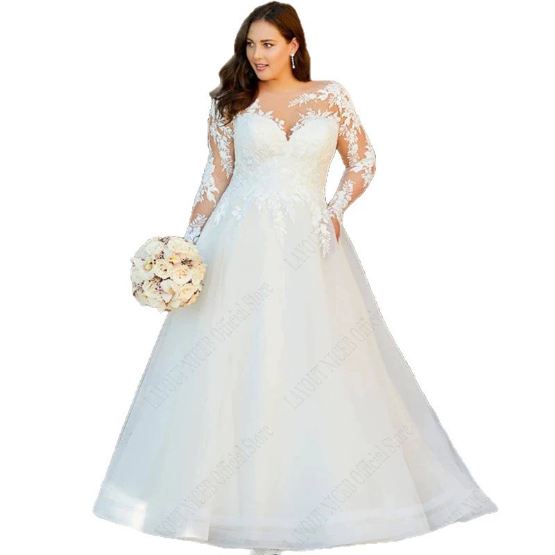 Simple Bride Long Wedding Dress Plus Size Slim Fit Small Train Light Tulle High-End Elegant Dress - Image 5