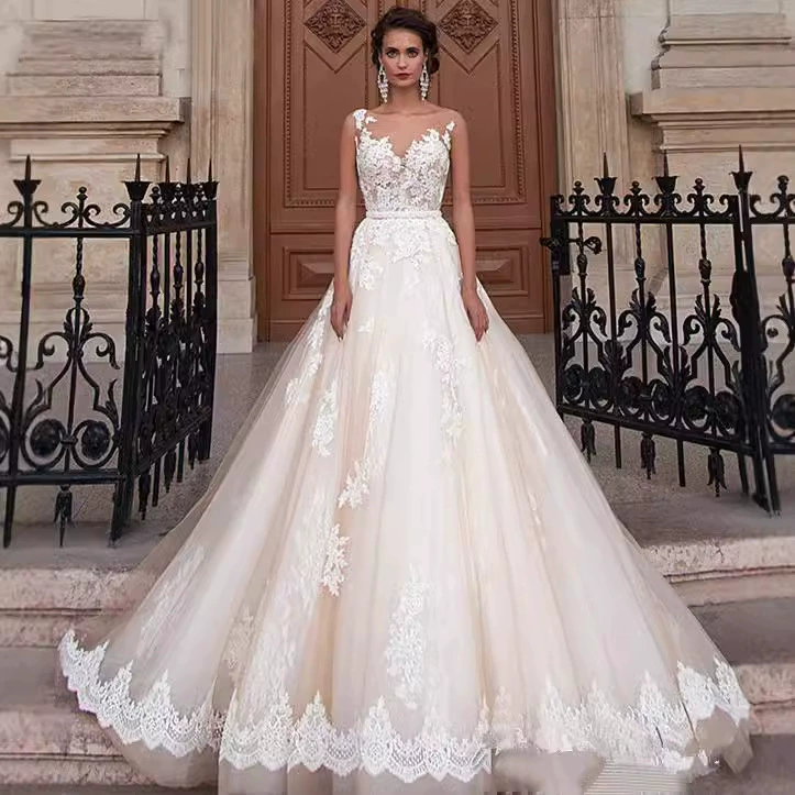 Wedding Dress 2025 New Bride Lace Small Train Slimming Plus Size Gown - Image 5