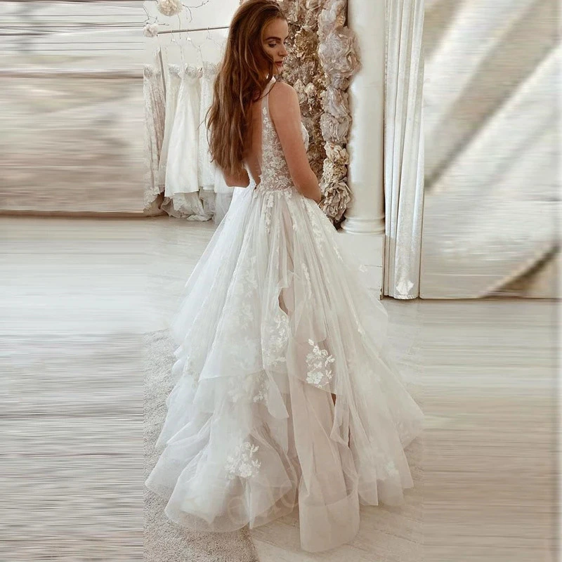 Deep V Wedding Dress 2025 Sexy Slimming Summer New Fashion Simple Elegant Socialite Style - Image 3