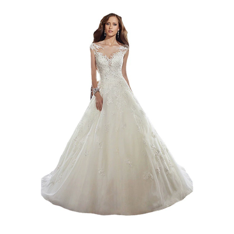 Bridal Main Gown with Train Elegant Lace-up Design Slimming Fashion Runway Banquet Photography - Image 6