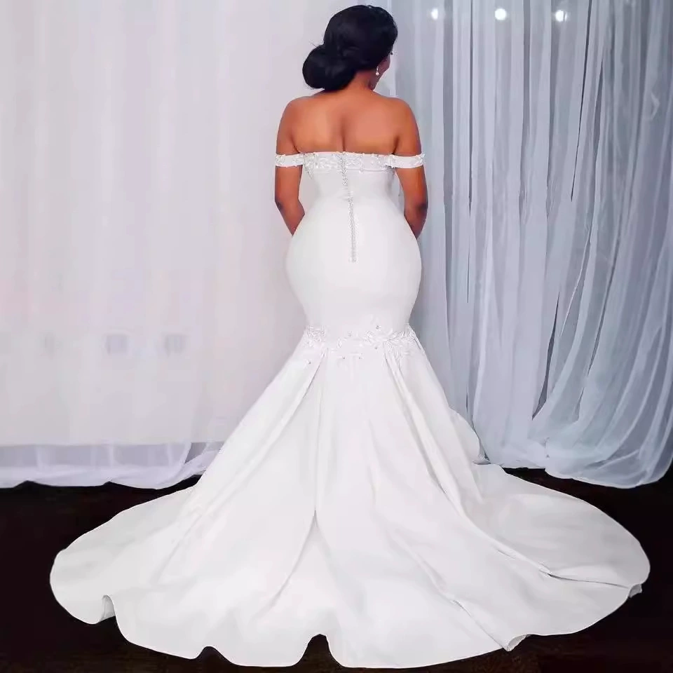 Off-Shoulder Wedding Dress 2025 New Bridal Mermaid Gown - Image 3