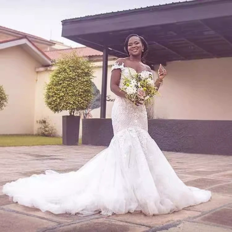 2025 New Lace Long Train Strapless Mermaid Wedding Dress Slim Fit Bridal Summer - Image 5