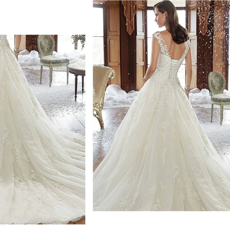Bridal Main Gown with Train Elegant Lace-up Design Slimming Fashion Runway Banquet Photography - Image 5