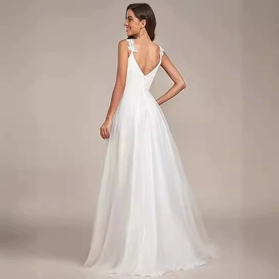 Women's Wedding Dress Deep V Neck Long Sleeve Long Gown - Image 5