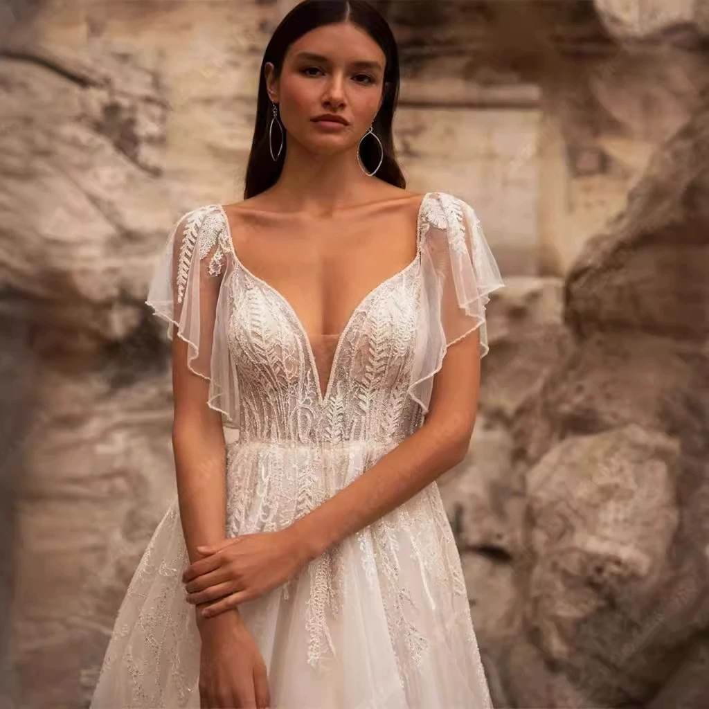 Forest Style Light Wedding Dress 2025 French Luxury Off-Shoulder Bridal Travel Welcome Dress - Image 5