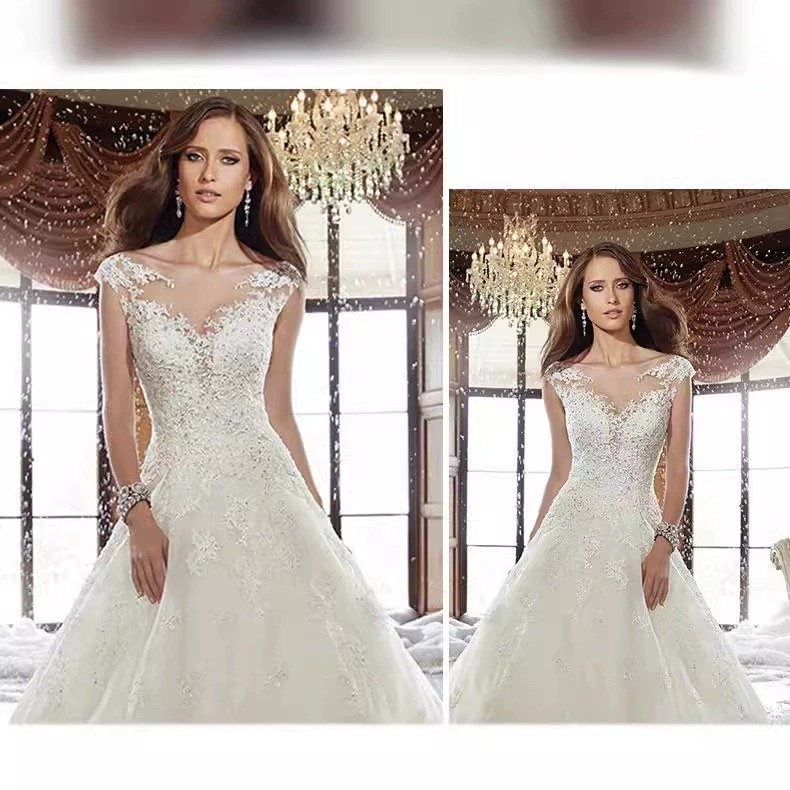 Bridal Main Gown with Train Elegant Lace-up Design Slimming Fashion Runway Banquet Photography - Image 4