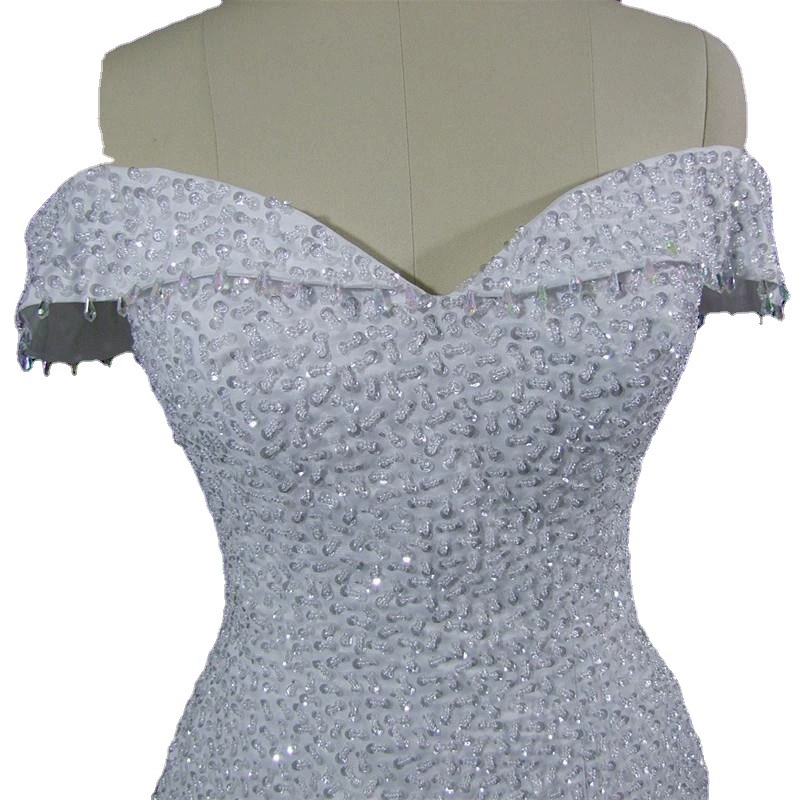 Real Shot Crystal Mermaid Wedding Dress 2025 Summer Slim Off-Shoulder Slimming Mermaid Factory - Image 6