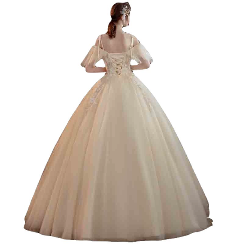Champagne Light Bridal Dress 2025 New Plus Size Forest Fantasy Fairy Off-Shoulder Elegant Gown - Image 6