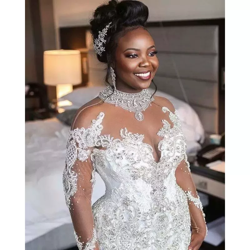 Wedding Dress Bride Long Sleeve Lace Mermaid Gown