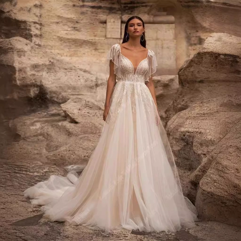 Forest Style Light Wedding Dress 2025 French Luxury Off-Shoulder Bridal Travel Welcome Dress