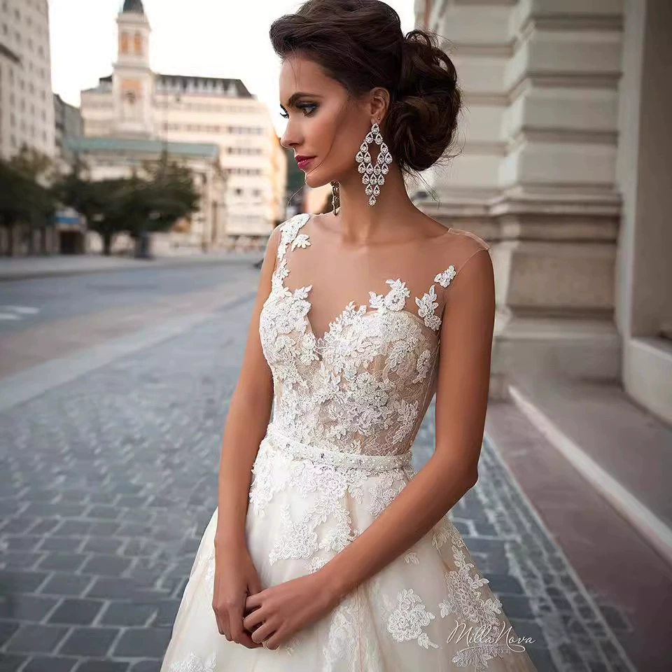 Wedding Dress 2025 New Bride Lace Small Train Slimming Plus Size Gown - Image 3