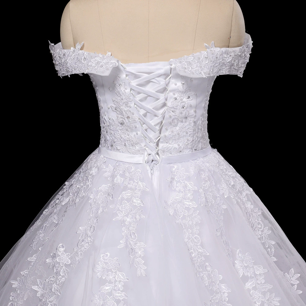 Off-Shoulder Lace Wedding Dress 2025 Summer New Main Wedding Dress Dreamy Fairy Tail Bride Gown - Image 4