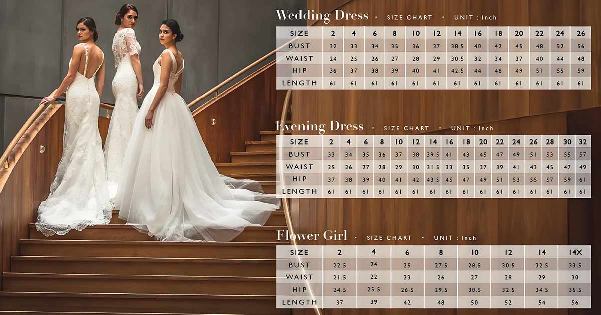 Myvow wedding dress size chart