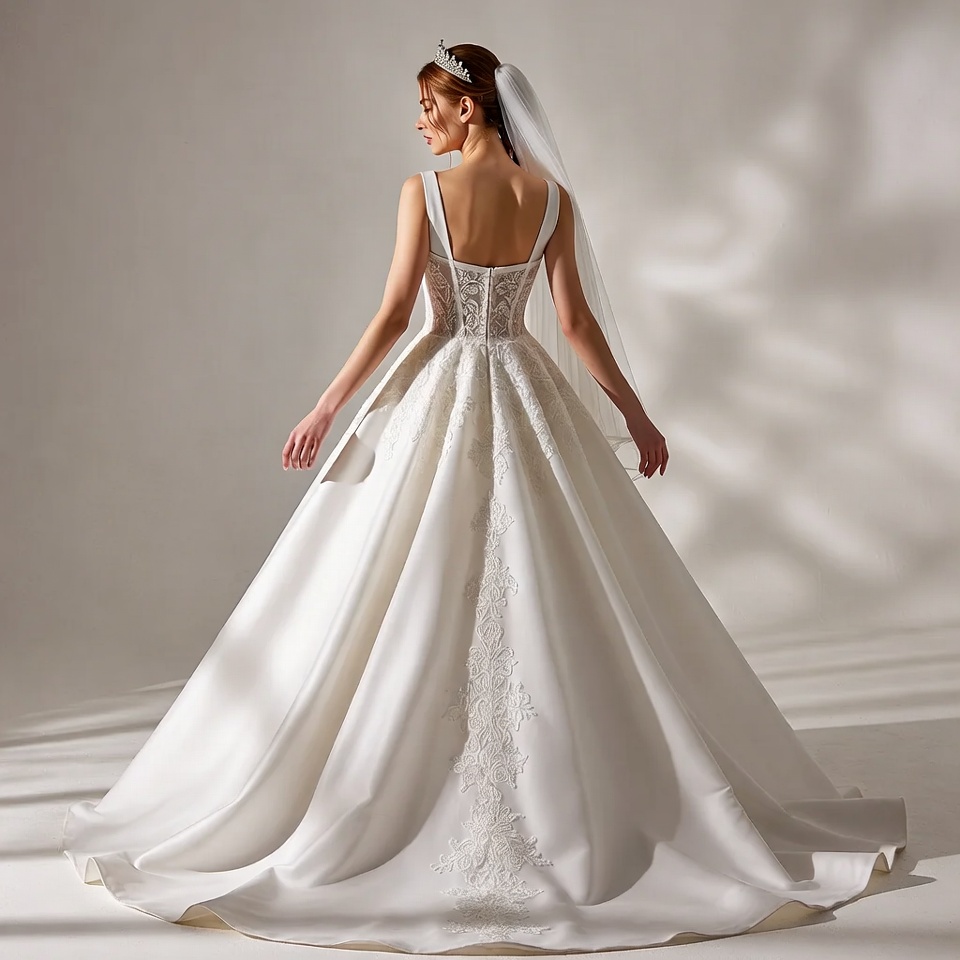 Square Neck A-Line Wedding Dresses-1
