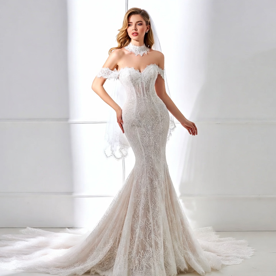 Off-the-Shoulder Mermaid Wedding Dress-2