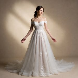Off-Shoulder A-Line wedding dress-3