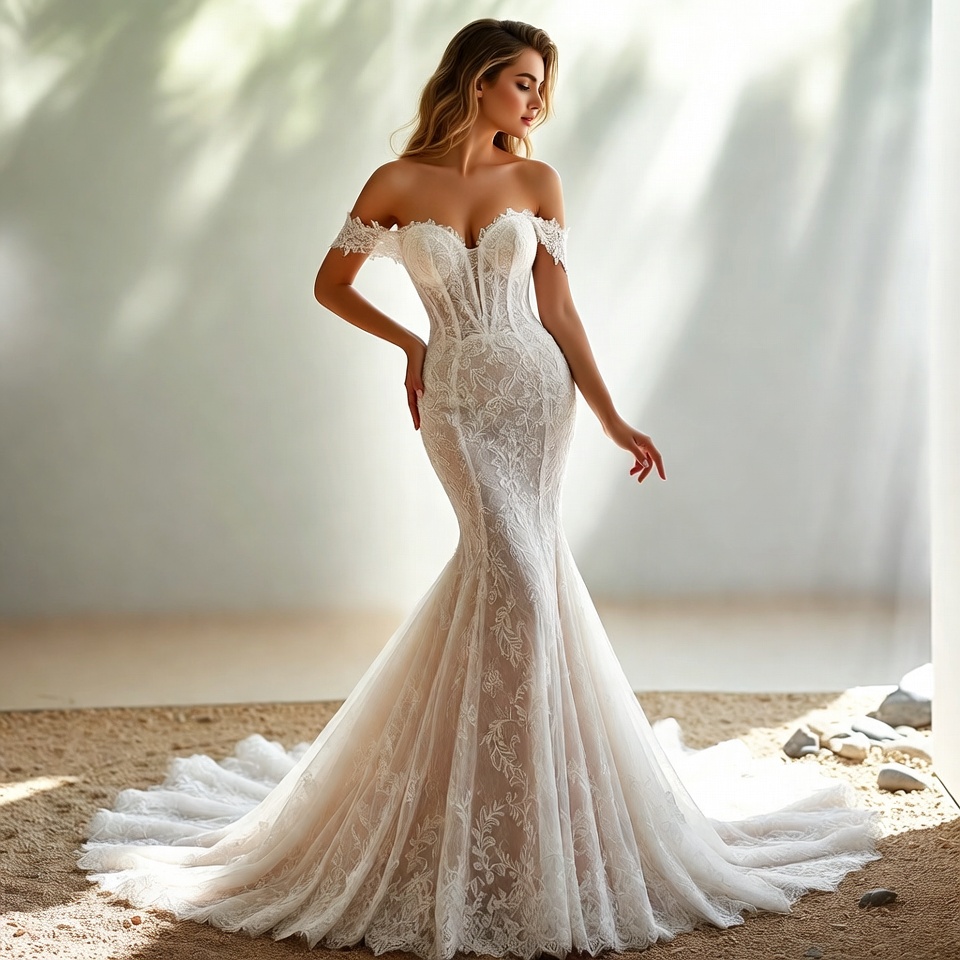 Off-the-Shoulder Mermaid Wedding Dress-3