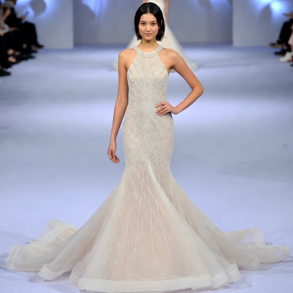 Halter Neckline Mermaid Wedding Dress-4