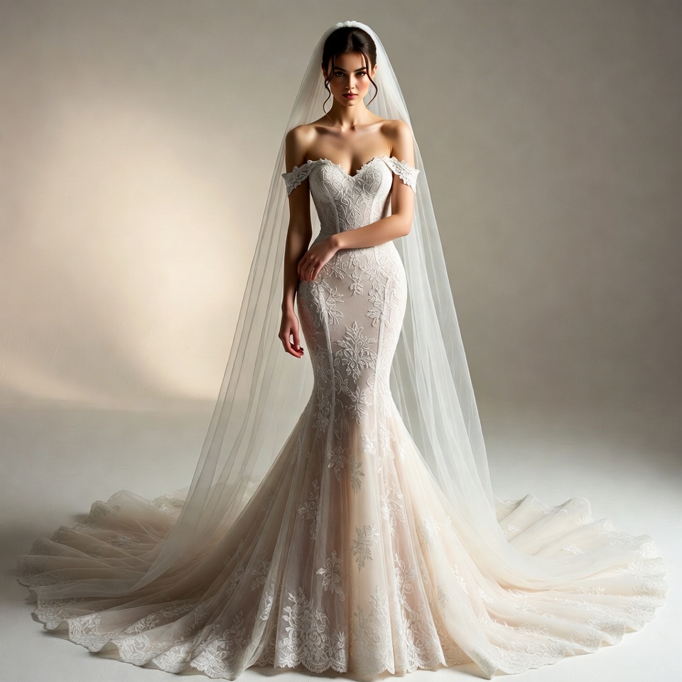 Off-the-Shoulder Mermaid Wedding Dress-5