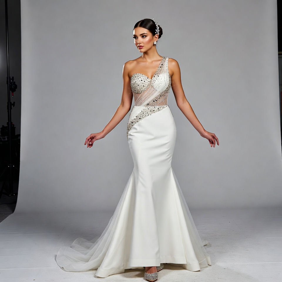 One-Shoulder Mermaid Wedding Dress-6