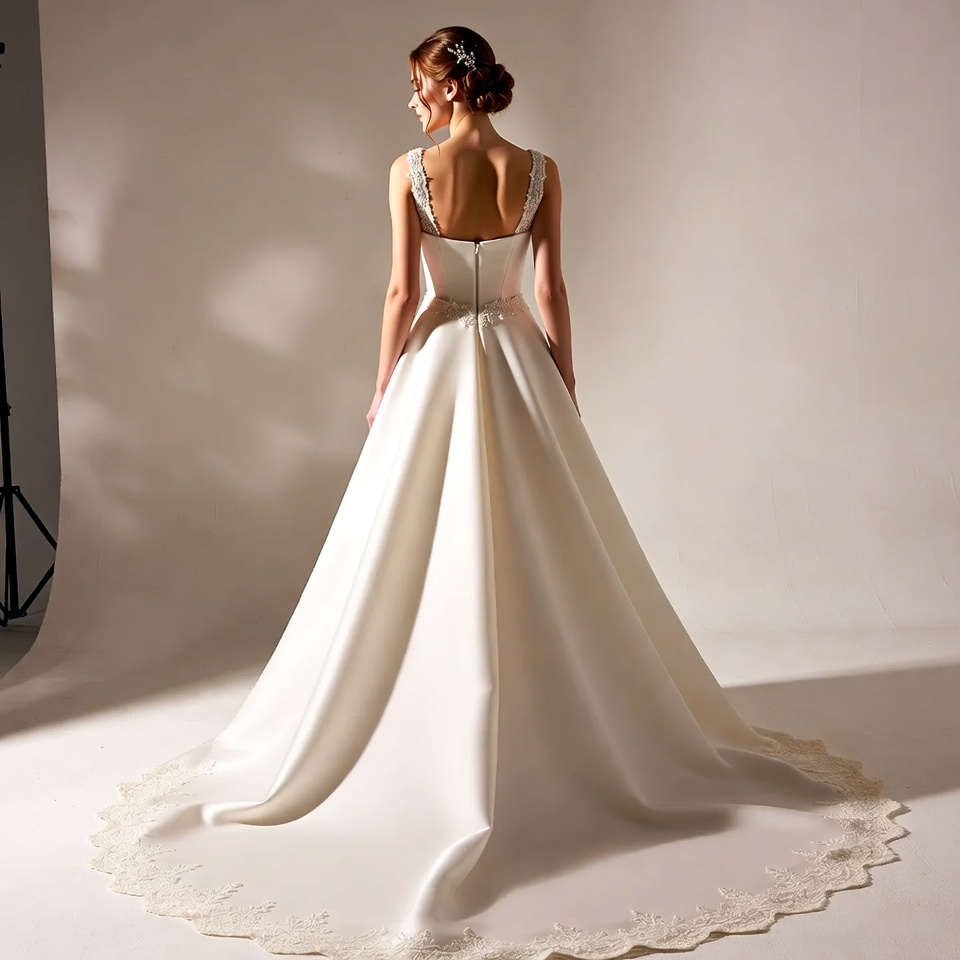 Square Neck A-Line Wedding Dresses-6