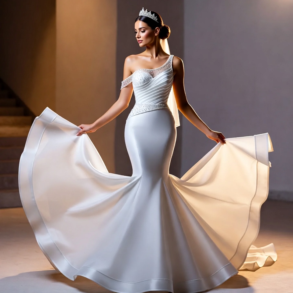 One-Shoulder Mermaid Wedding Dress-7
