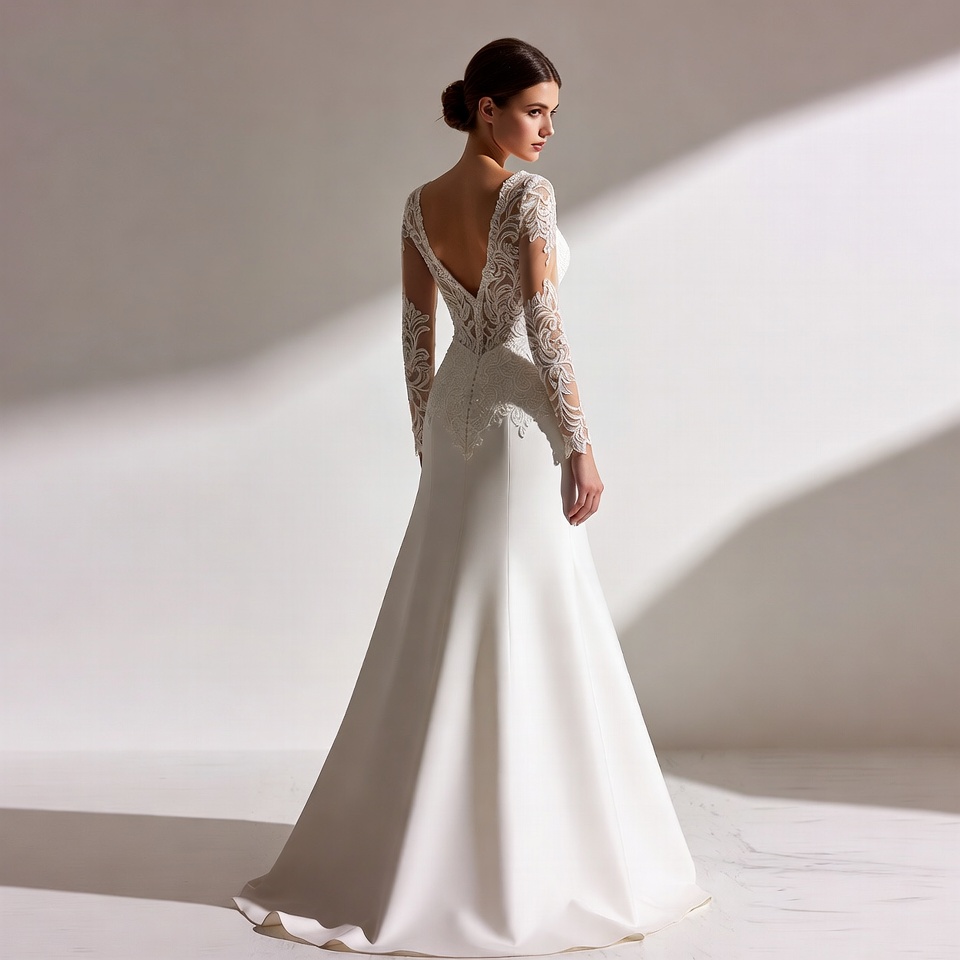 V-Neck A-Line Wedding Dresses-8