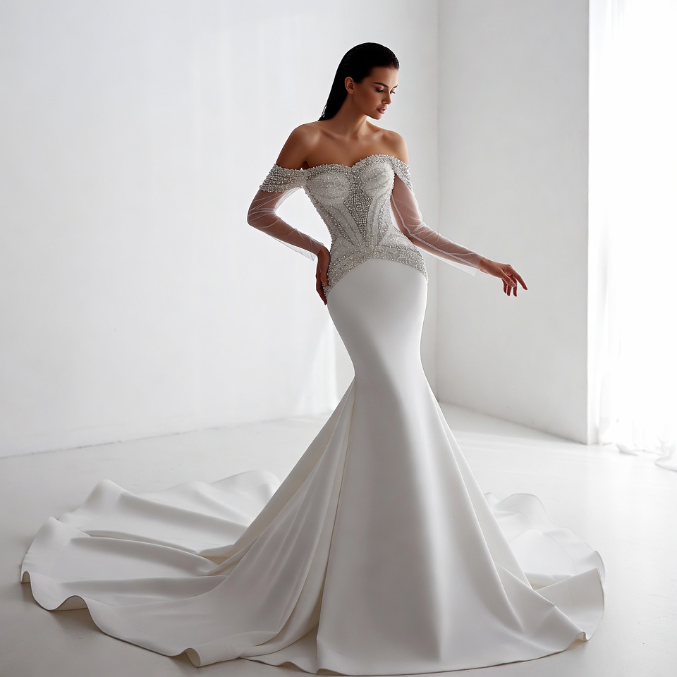Off-the-Shoulder Mermaid Wedding Dress-8