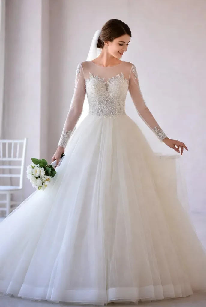 A Line Princess Chiffon Wedding Dress