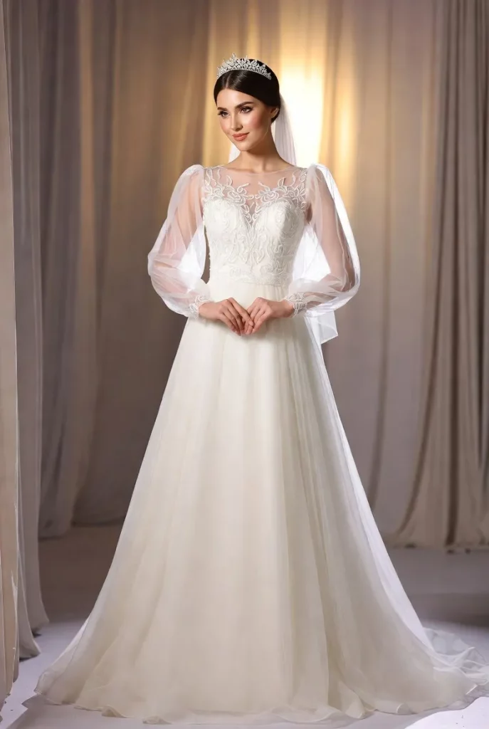A Line Princess Chiffon Wedding Dress