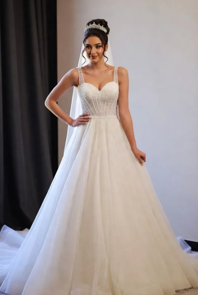 A Line Sweetheart Chiffon Wedding Dress