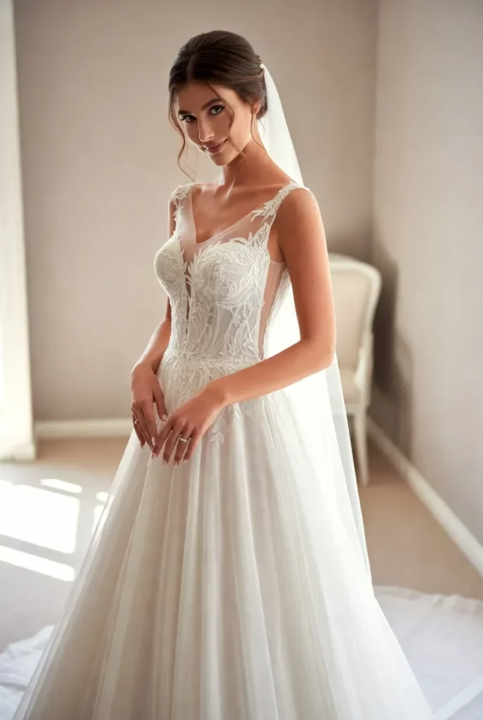 A Line Wedding Dress Chiffon (Classic Style)