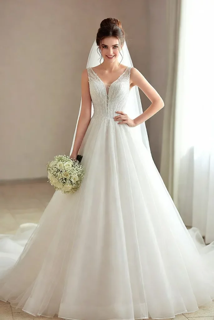 A Line Wedding Dress Chiffon (Classic Style)