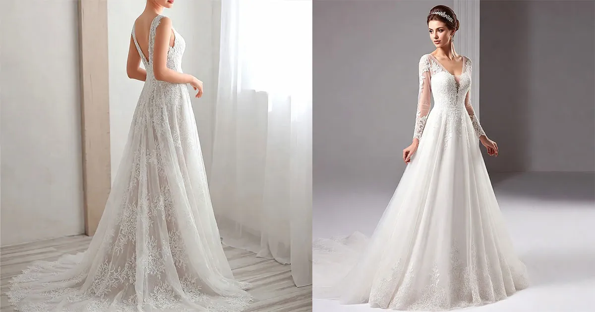 A line lace wedding dresses