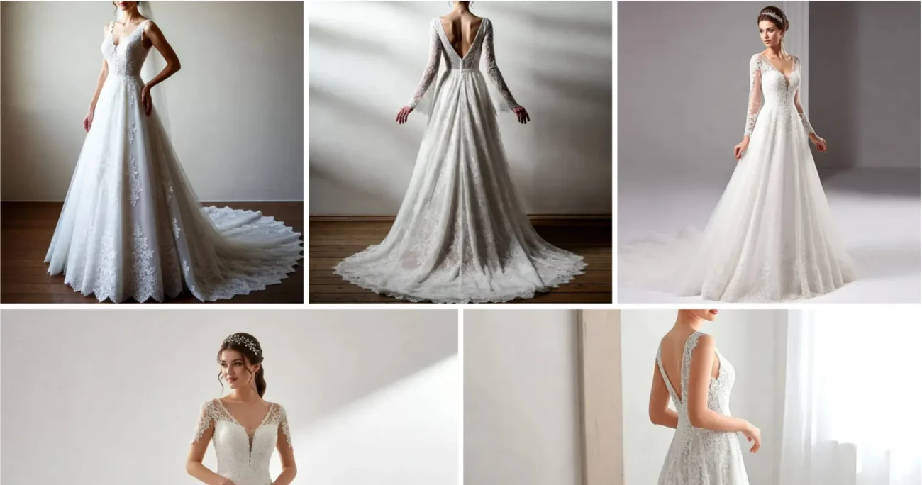 Popular A-Line V Neck Wedding Dresses